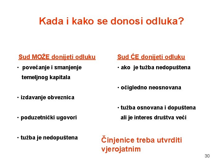 Kada i kako se donosi odluka? Sud MOŽE donijeti odluku Sud ĆE donijeti odluku