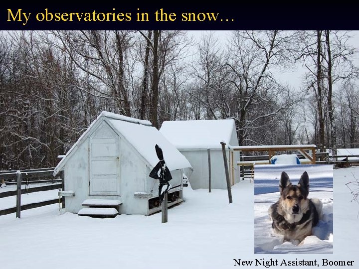 My observatories in the snow… New Night Assistant, Boomer 