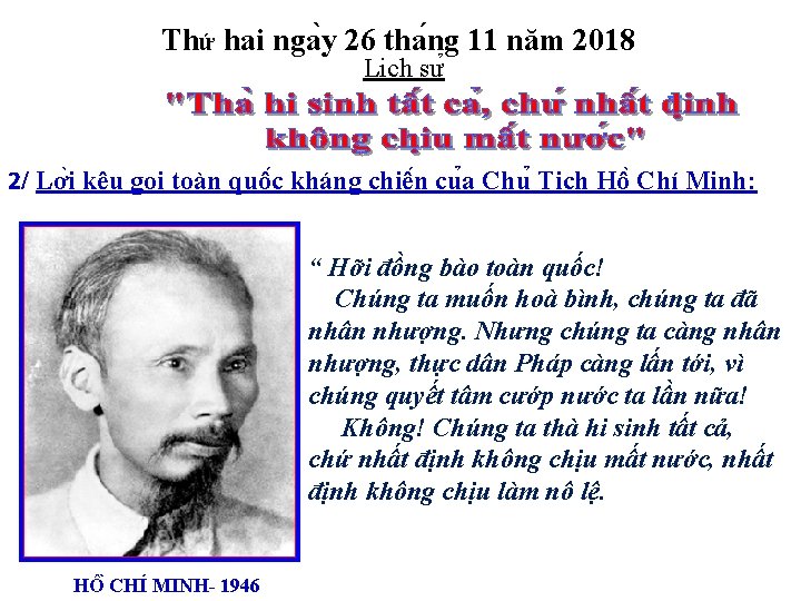 Thứ hai nga y 26 tha ng 11 năm 2018 Li ch sư 2/