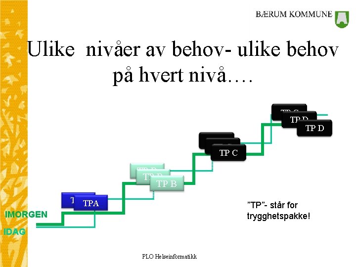 Ulike nivåer av behov- ulike behov på hvert nivå…. TP C TP D TP