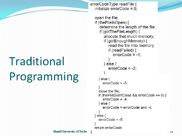 Traditional Programming Sharif University of Technology 25 