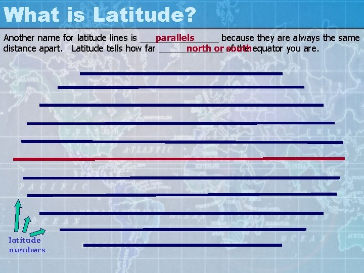 What is Latitude? Another name for latitude lines is ________ parallels because they are