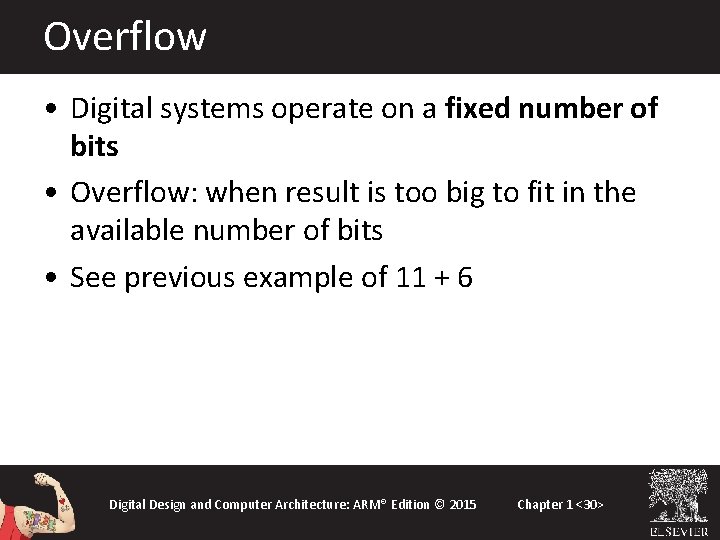 Overflow • Digital systems operate on a fixed number of bits • Overflow: when