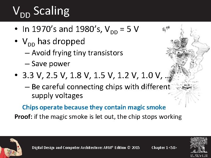 VDD Scaling • In 1970’s and 1980’s, VDD = 5 V • VDD has