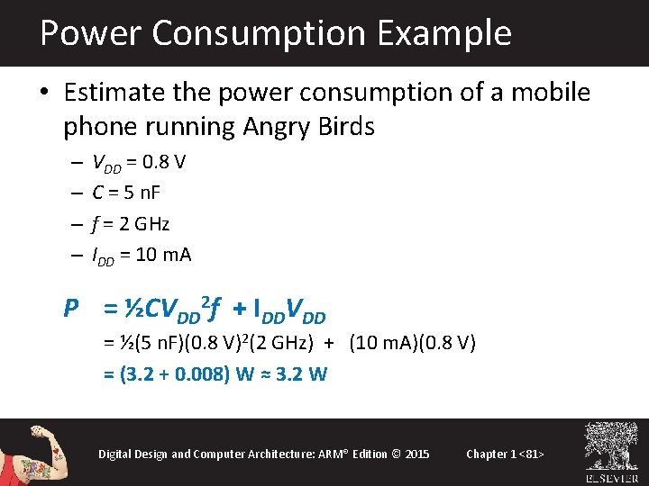 Power Consumption Example • Estimate the power consumption of a mobile phone running Angry