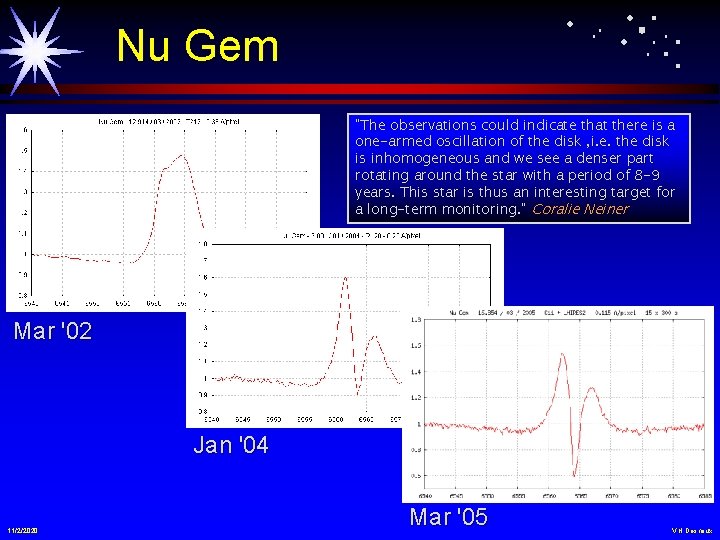 Nu Gem "The observations could indicate that there is a one-armed oscillation of the