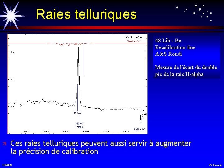 Raies telluriques 48 Lib - Be Recalibration fine A&S Rondi Mesure de l'écart du