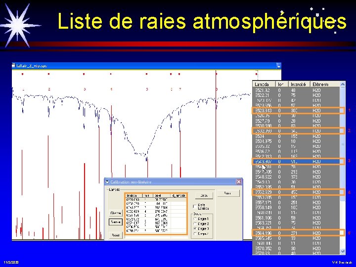 Liste de raies atmosphériques 1 2 3 4 5 11/2/2020 V. H. Desnoux 