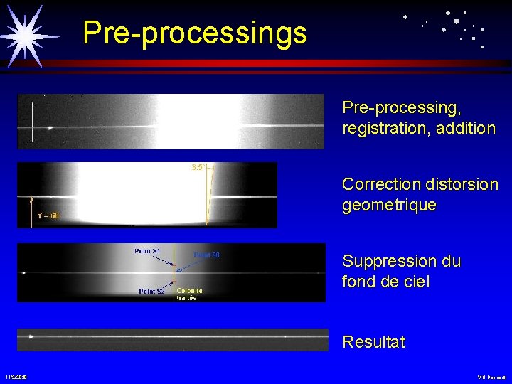 Pre-processings Pre-processing, registration, addition Correction distorsion geometrique Suppression du fond de ciel Resultat 11/2/2020