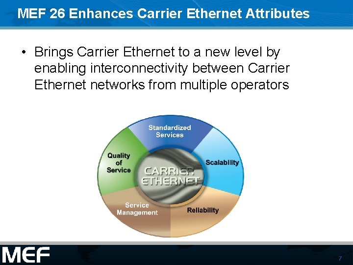 MEF 26 Enhances Carrier Ethernet Attributes • Brings Carrier Ethernet to a new level