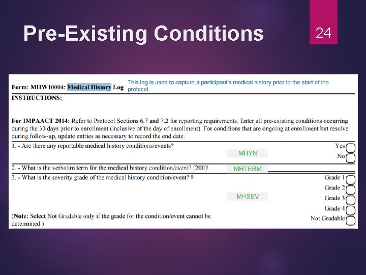 Pre-Existing Conditions 24 