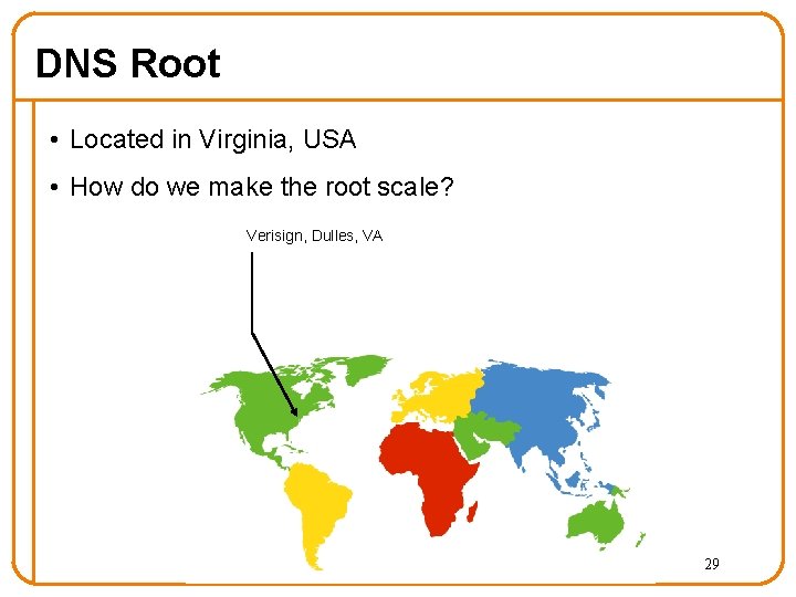 DNS Root • Located in Virginia, USA • How do we make the root DNS Root • Located in Virginia, USA • How do we make the root