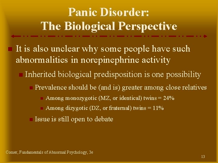 Panic Disorder: The Biological Perspective It is also unclear why some people have such Panic Disorder: The Biological Perspective It is also unclear why some people have such