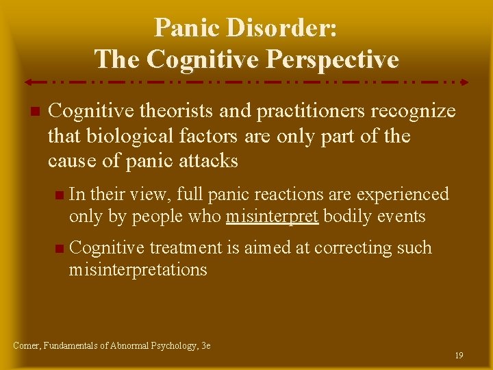Panic Disorder: The Cognitive Perspective Cognitive theorists and practitioners recognize that biological factors are Panic Disorder: The Cognitive Perspective Cognitive theorists and practitioners recognize that biological factors are