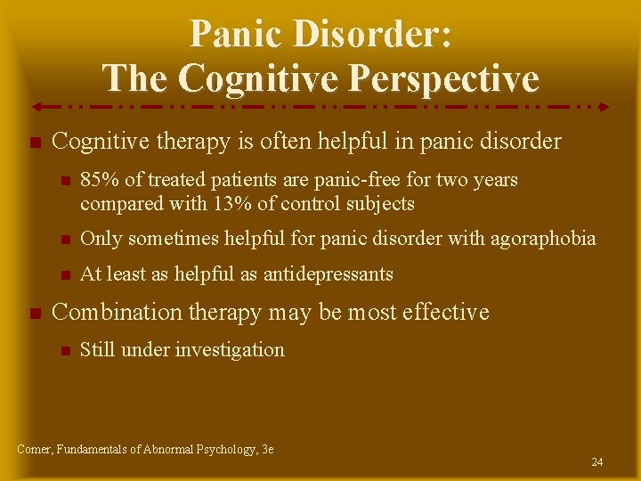 Panic Disorder: The Cognitive Perspective Cognitive therapy is often helpful in panic disorder 85% Panic Disorder: The Cognitive Perspective Cognitive therapy is often helpful in panic disorder 85%