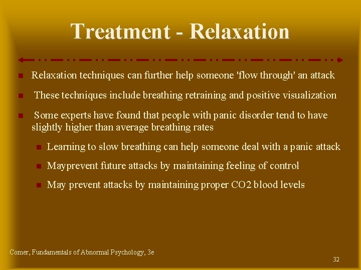 Treatment - Relaxation techniques can further help someone 'flow through' an attack These techniques Treatment - Relaxation techniques can further help someone 'flow through' an attack These techniques