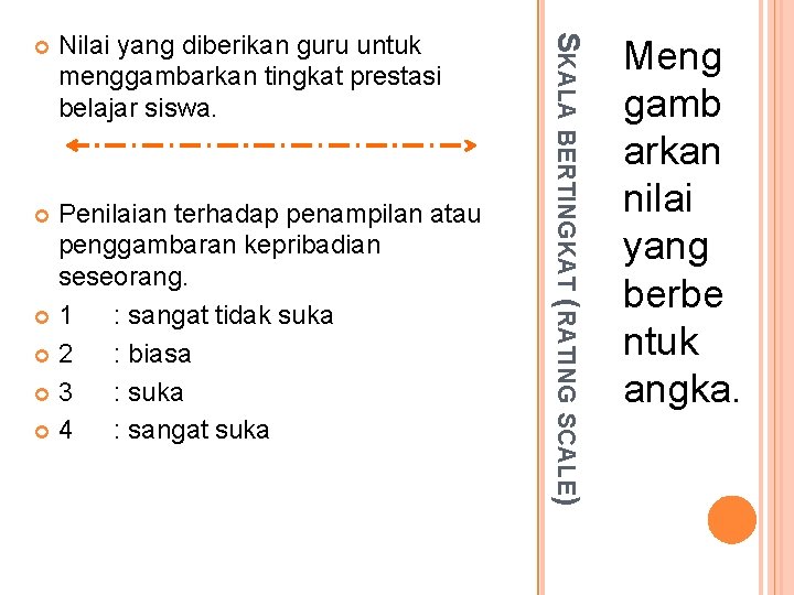 Nilai yang diberikan guru untuk menggambarkan tingkat prestasi belajar siswa. Penilaian terhadap penampilan atau