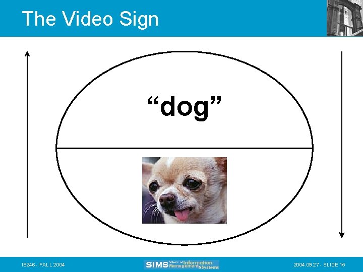 The Video Sign “dog” IS 246 - FALL 2004. 09. 27 - SLIDE 15