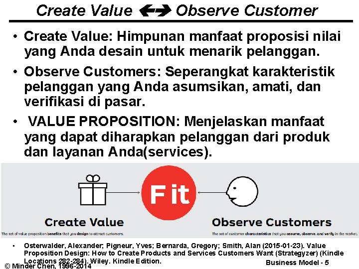 Create Value Observe Customer • Create Value: Himpunan manfaat proposisi nilai yang Anda desain