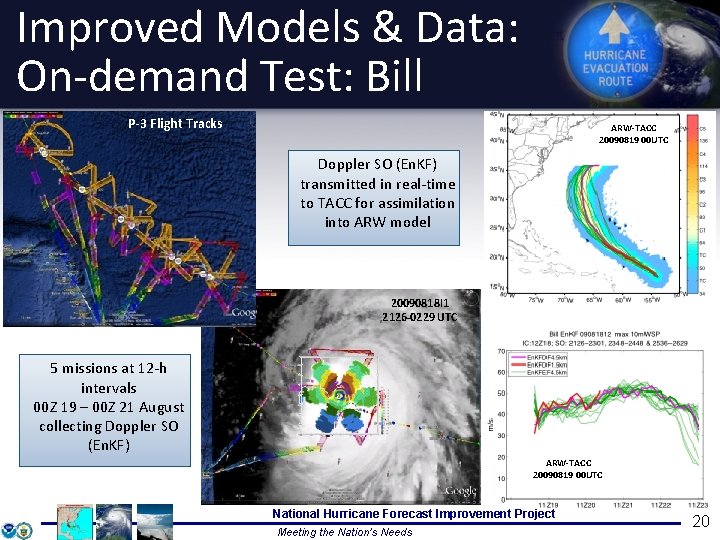 Improved Models & Data: On-demand Test: Bill P-3 Flight Tracks ARW-TACC 20090819 00 UTC