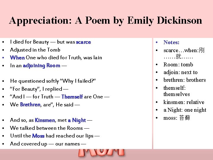 Appreciation: A Poem by Emily Dickinson • • I died for Beauty — but