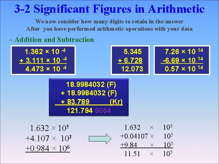 3 -2 Significant Figures in Arithmetic We now consider how many digits to retain