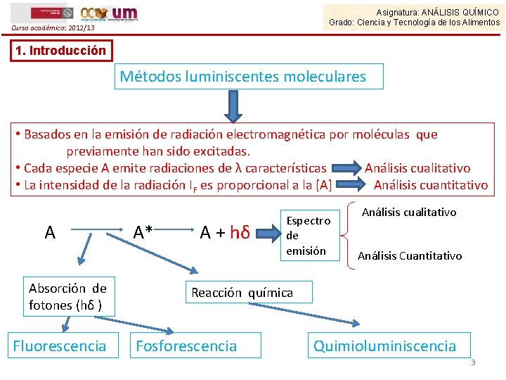 Asignatura: ANÁLISIS QUÍMICO Grado: Ciencia y Tecnología de los Alimentos Curso académico: 2012/13 1.