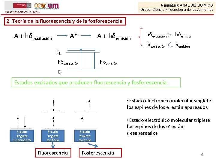 Asignatura: ANÁLISIS QUÍMICO Grado: Ciencia y Tecnología de los Alimentos Curso académico: 2012/13 2.