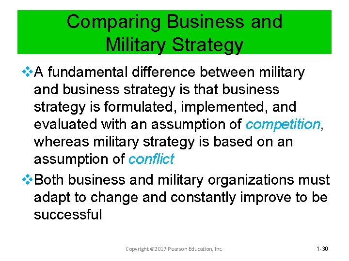 Comparing Business and Military Strategy v. A fundamental difference between military and business strategy
