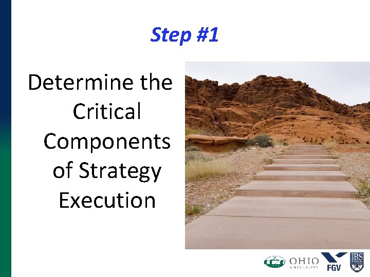 Step #1 Determine the Critical Components of Strategy Execution Step #1 Determine the Critical Components of Strategy Execution