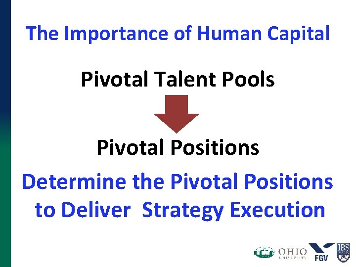 The Importance of Human Capital Pivotal Talent Pools Pivotal Positions Determine the Pivotal Positions The Importance of Human Capital Pivotal Talent Pools Pivotal Positions Determine the Pivotal Positions