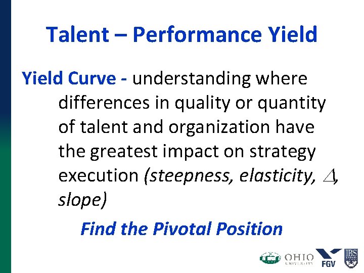 Talent – Performance Yield Curve - understanding where differences in quality or quantity of Talent – Performance Yield Curve - understanding where differences in quality or quantity of