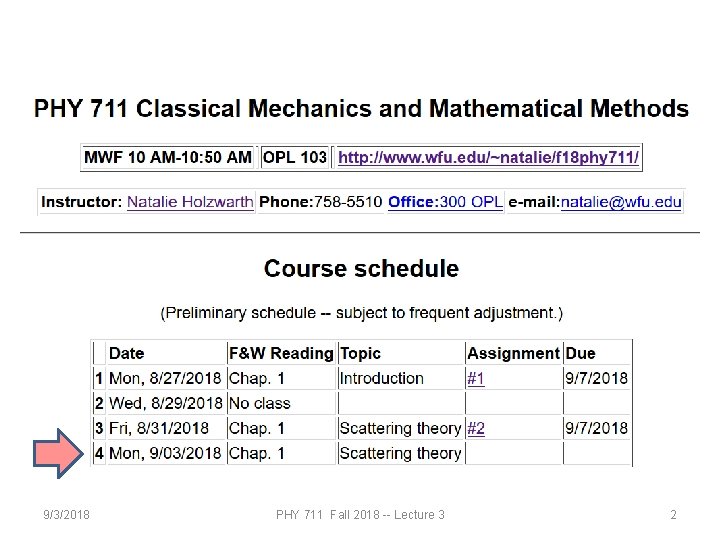 9/3/2018 PHY 711 Fall 2018 -- Lecture 3 2 9/3/2018 PHY 711 Fall 2018 -- Lecture 3 2