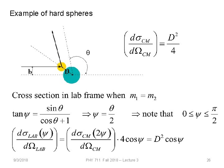 Example of hard spheres q 9/3/2018 PHY 711 Fall 2018 -- Lecture 3 26 Example of hard spheres q 9/3/2018 PHY 711 Fall 2018 -- Lecture 3 26