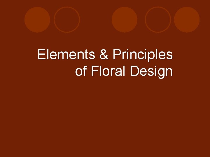 Elements & Principles of Floral Design 