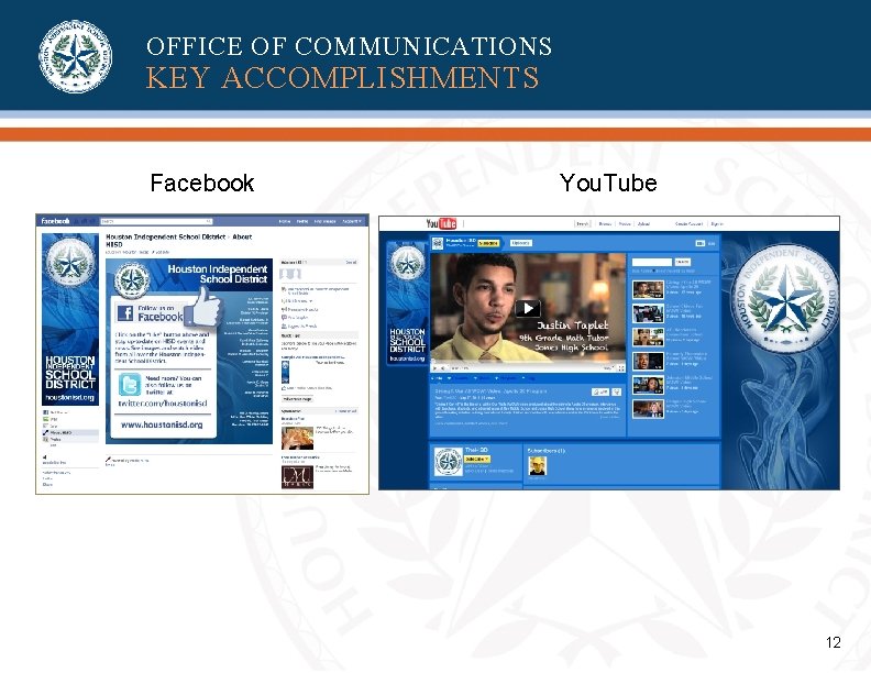 OFFICE OF COMMUNICATIONS KEY ACCOMPLISHMENTS Facebook You. Tube 12 OFFICE OF COMMUNICATIONS KEY ACCOMPLISHMENTS Facebook You. Tube 12