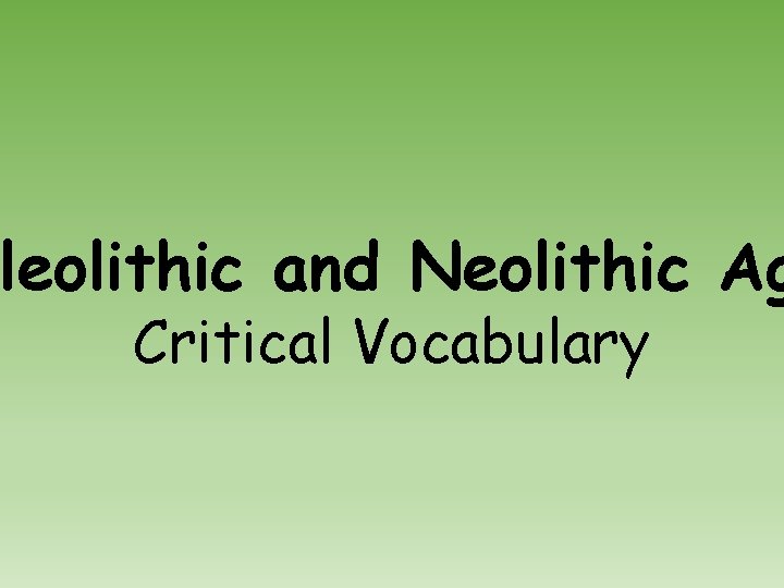 leolithic and Neolithic Ag Critical Vocabulary 