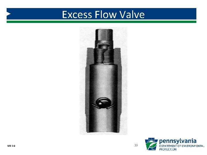 Excess Flow Valve WB 3 -8 39 Excess Flow Valve WB 3 -8 39