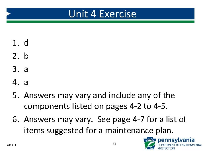 Unit 4 Exercise 1. 2. 3. 4. 5. d b a a Answers may Unit 4 Exercise 1. 2. 3. 4. 5. d b a a Answers may