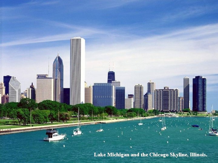 Lake Michigan and the Chicago Skyline, Illinois. 