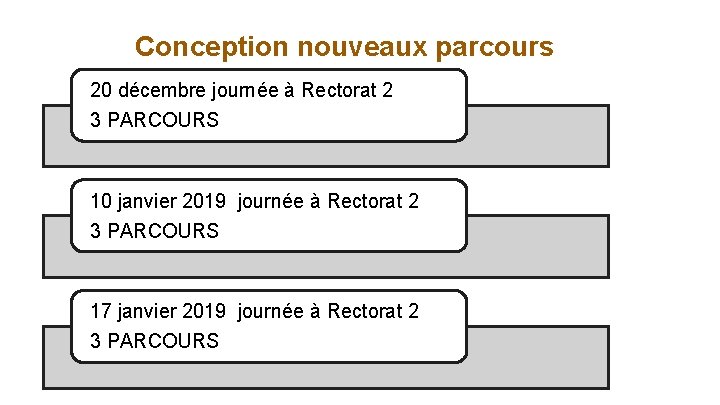 Conception nouveaux parcours 20 décembre journée à Rectorat 2 3 PARCOURS 10 janvier 2019
