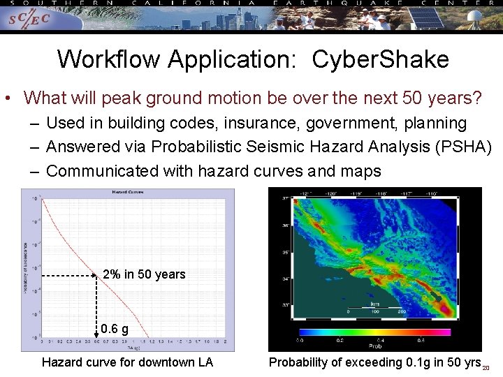 Workflow Application: Cyber. Shake • What will peak ground motion be over the next