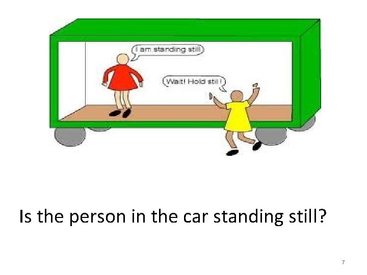 Is the person in the car standing still? 7 