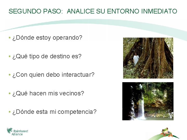 SEGUNDO PASO: ANALICE SU ENTORNO INMEDIATO • ¿Dónde estoy operando? • ¿Qué tipo de
