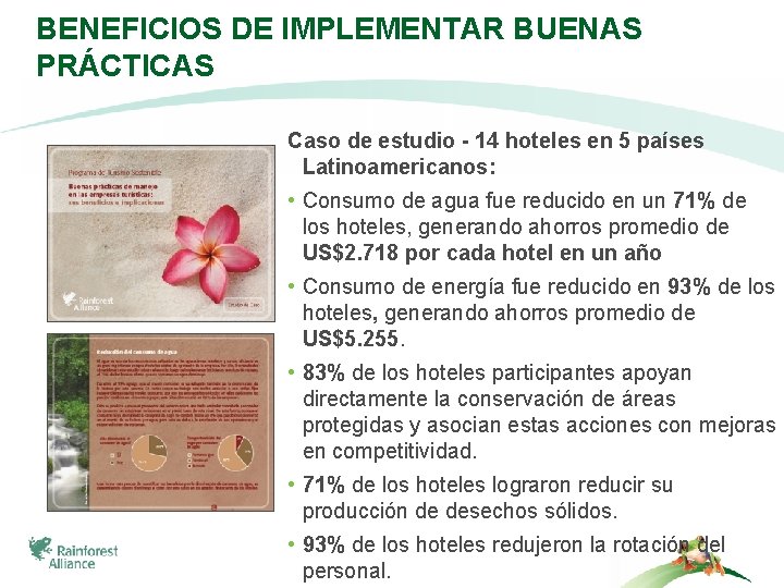 BENEFICIOS DE IMPLEMENTAR BUENAS PRÁCTICAS Caso de estudio - 14 hoteles en 5 países