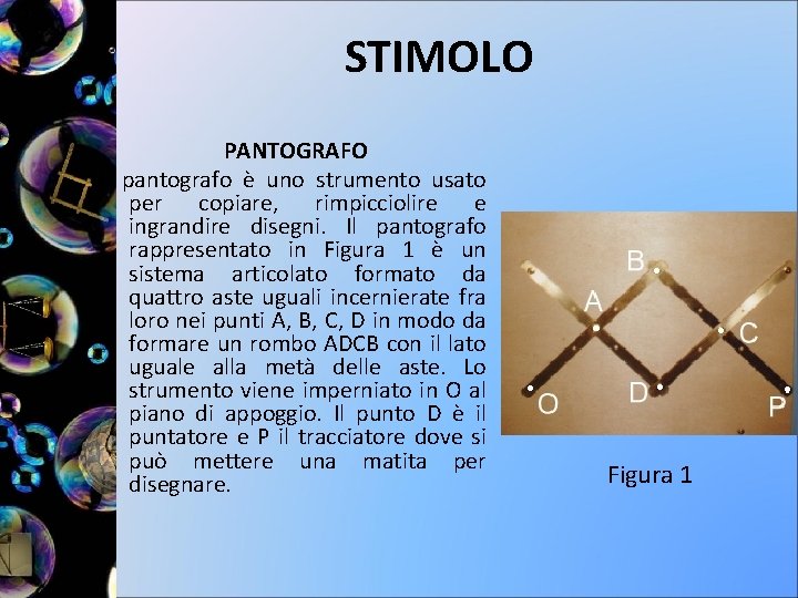 STIMOLO PANTOGRAFO Il pantografo è uno strumento usato per copiare, rimpicciolire e ingrandire disegni.