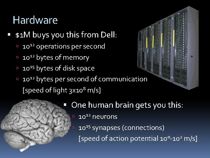 Hardware $1 M buys you this from Dell: 1012 operations per second 1012 bytes