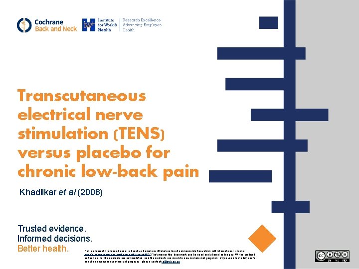 Transcutaneous electrical nerve stimulation (TENS) versus placebo for chronic low-back pain Khadilkar et al