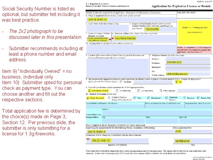 Social Security Number is listed as optional, but submitter felt including it was best