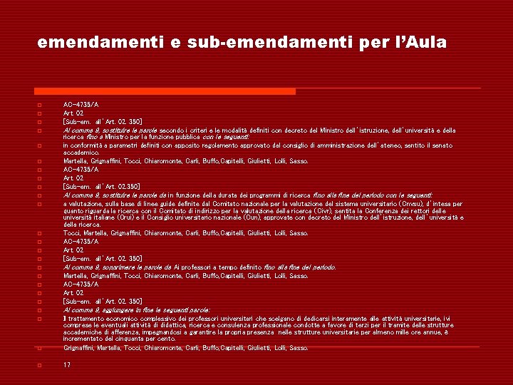 emendamenti e sub-emendamenti per l’Aula o o o AC-4735/A Art. 02 [Sub-em. all’Art. 02.